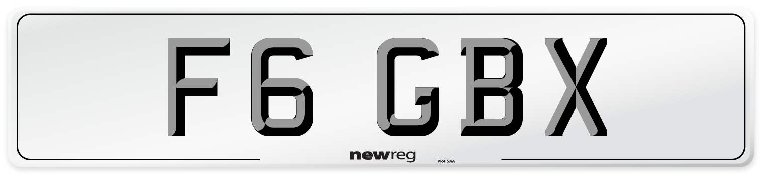 F6 GBX Number Plate from New Reg